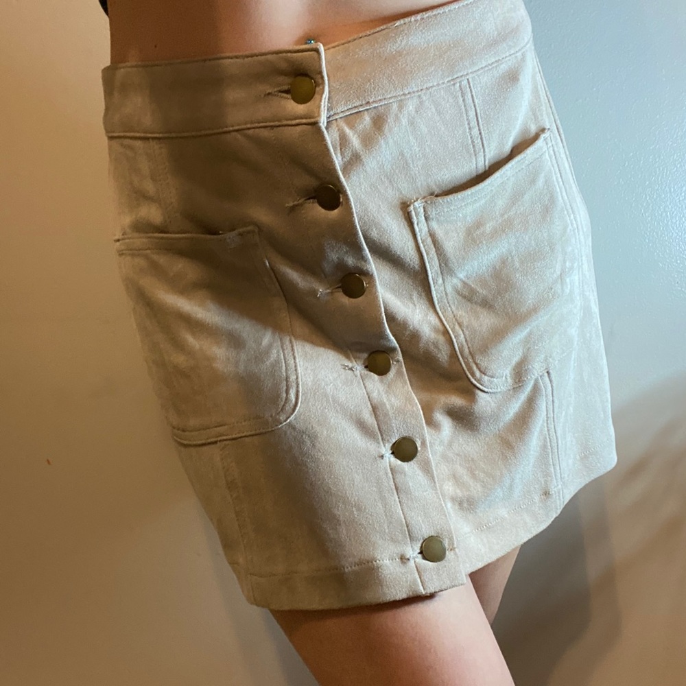 Suede Button Down Skirt